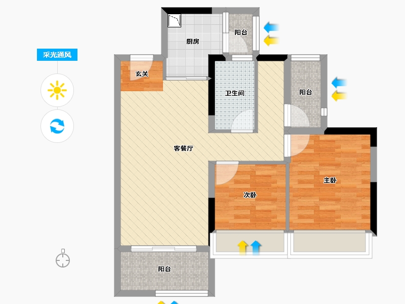 广东省-中山市-珑郡-64.53-户型库-采光通风