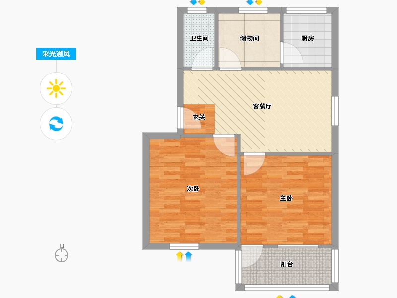 上海-上海市-青年东路16号-63.00-户型库-采光通风