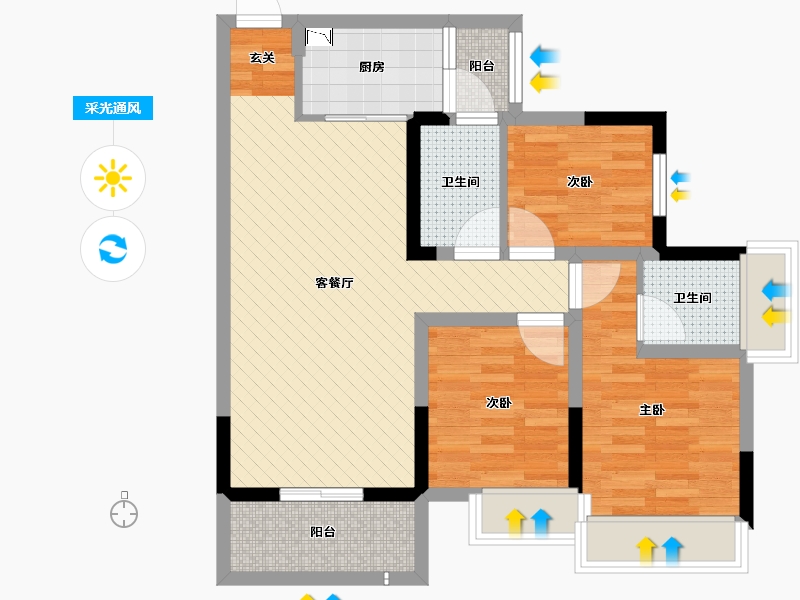 广东省-佛山市-佛山恒大城-70.00-户型库-采光通风