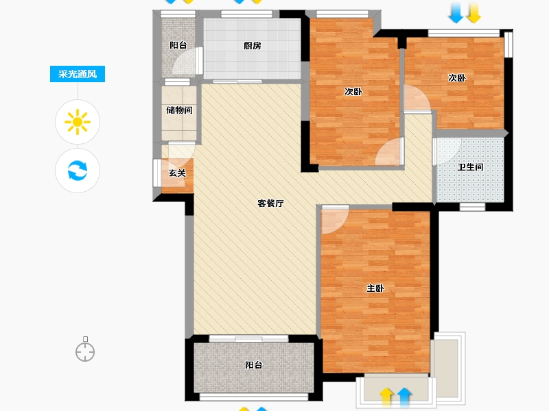 陕西省-咸阳市-北方融城-93.19-户型库-采光通风