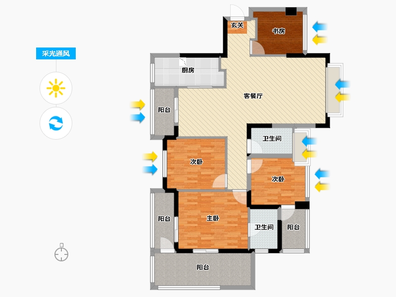 广东省-深圳市-城投・七里香榭-123.05-户型库-采光通风