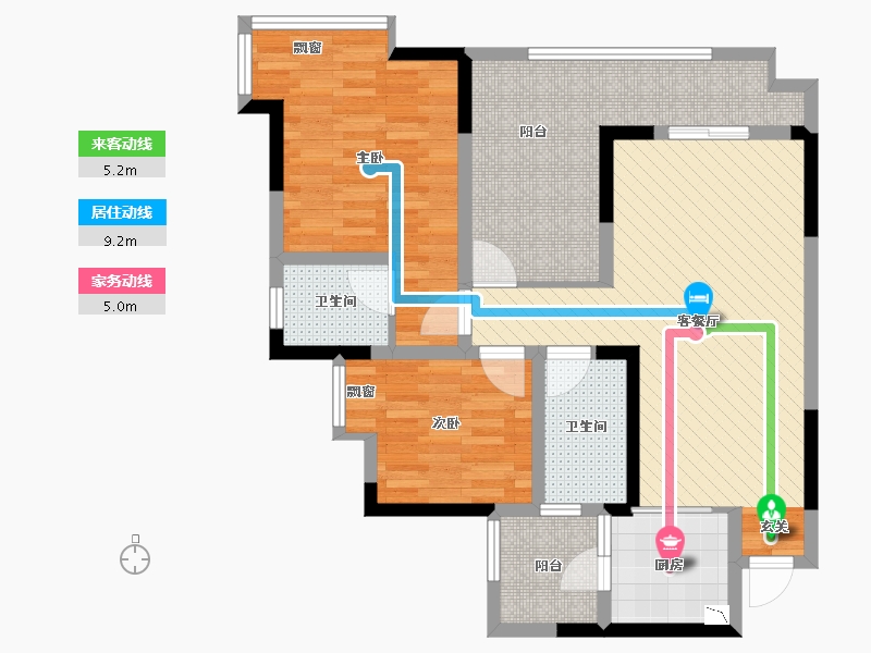 四川省-南充市-锦绣城-84.80-户型库-动静线