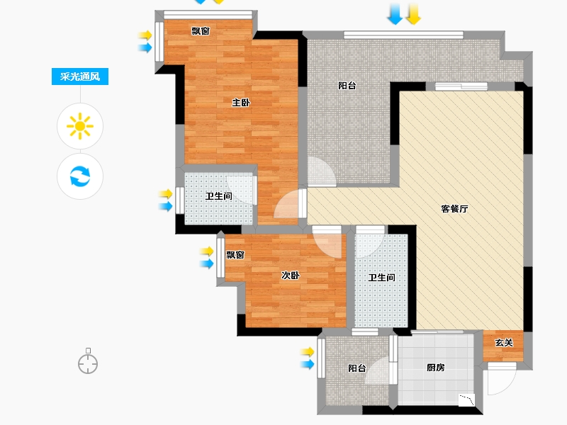 四川省-南充市-锦绣城-84.80-户型库-采光通风