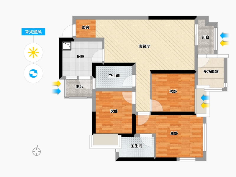 四川省-南充市-雍景半岛-81.04-户型库-采光通风