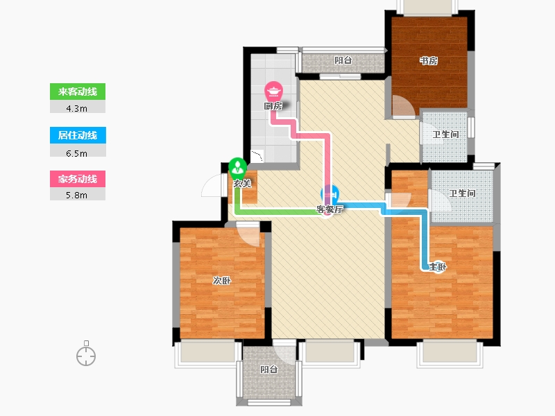 江苏省-苏州市-名馨花园-106.47-户型库-动静线