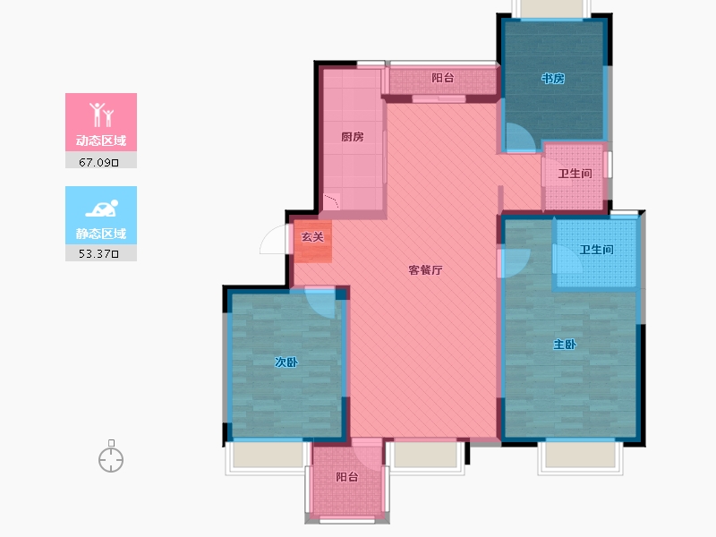 江苏省-苏州市-名馨花园-106.47-户型库-动静分区