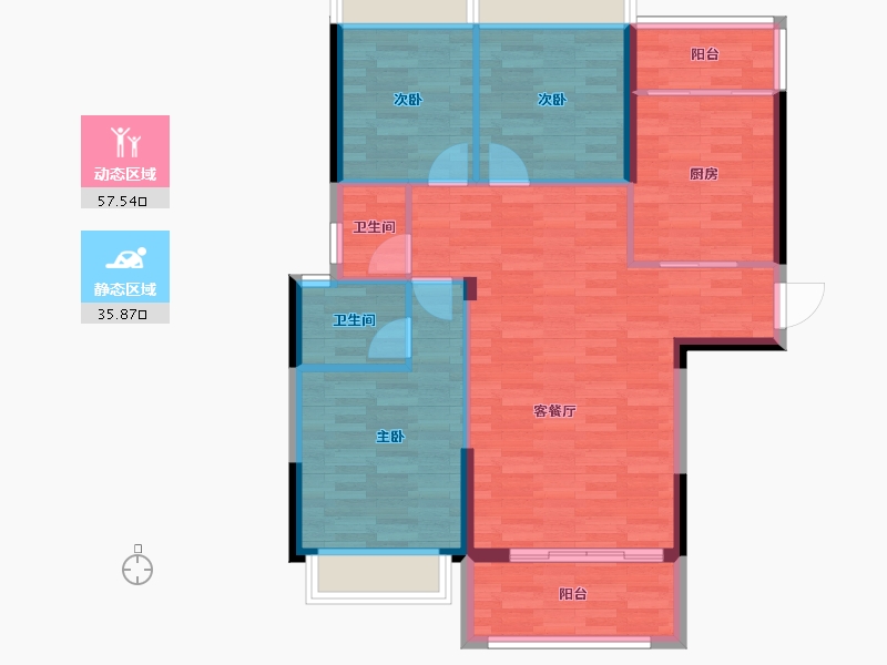 福建省-漳州市-万新御景山庄-84.78-户型库-动静分区