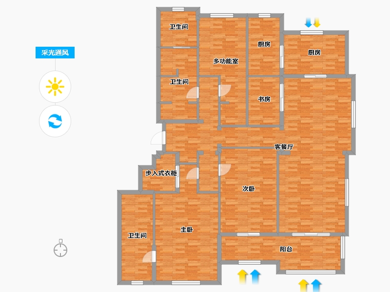 浙江省-宁波市-双喜花园雍园-200.00-户型库-采光通风