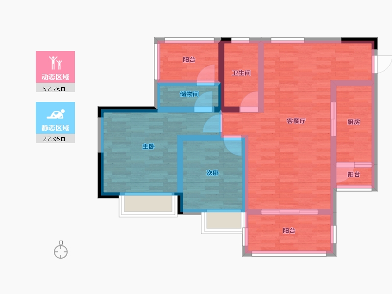 四川省-成都市-金安花苑-74.93-户型库-动静分区