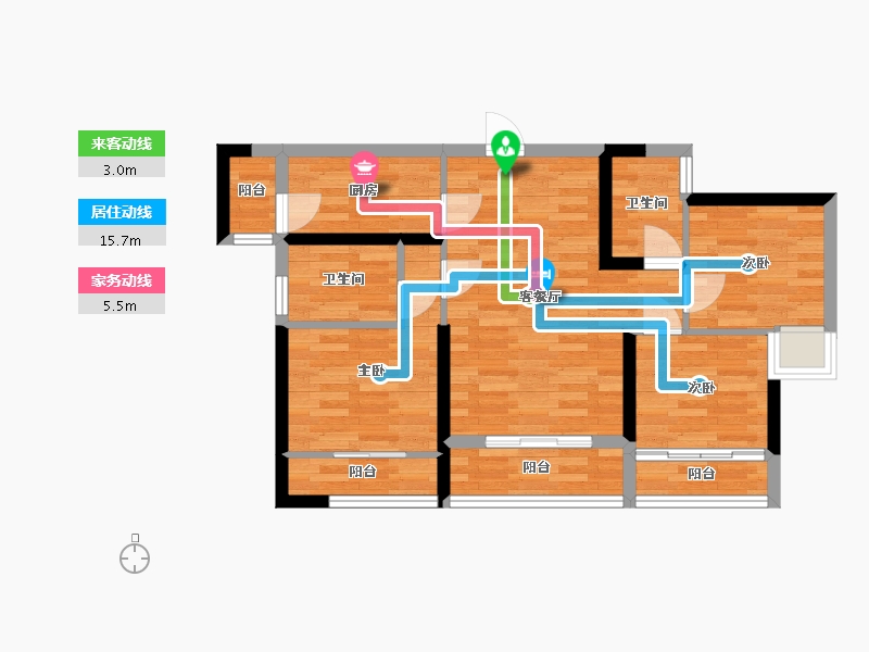 广东省-深圳市-传麒东湖名苑-66.03-户型库-动静线