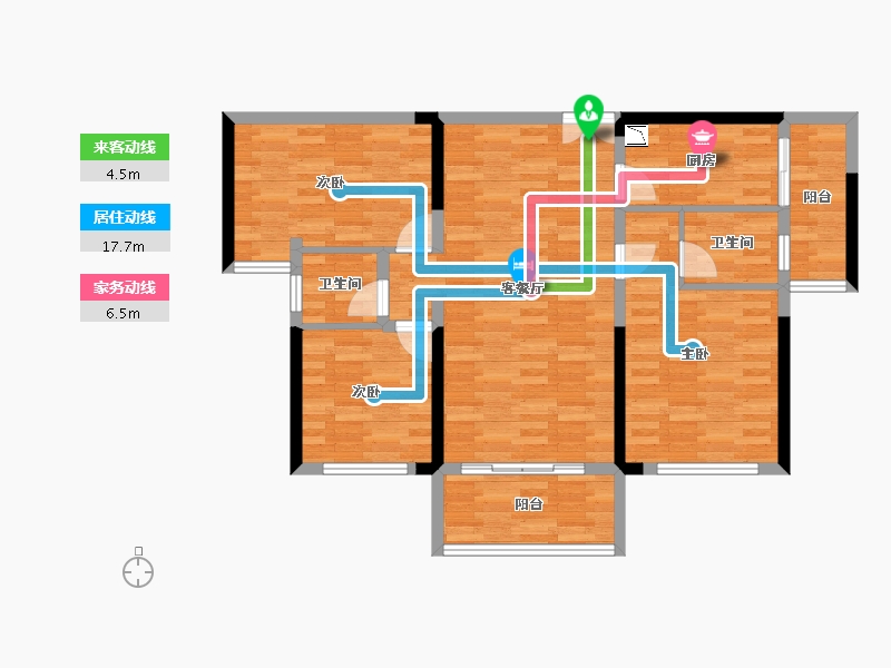 湖南省-永州市-一方泷台滨江悦-89.30-户型库-动静线