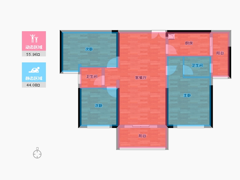 湖南省-永州市-一方泷台滨江悦-89.30-户型库-动静分区