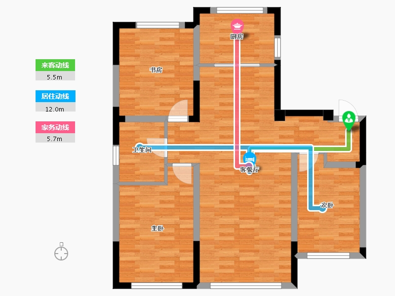 辽宁省-盘锦市-泰郡四期-84.30-户型库-动静线