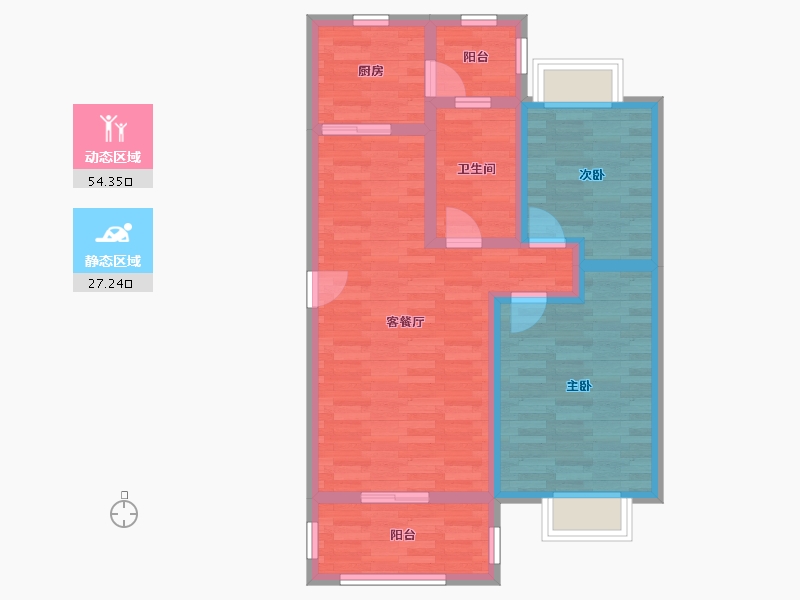 湖北省-宜昌市-江山多娇二期-71.93-户型库-动静分区