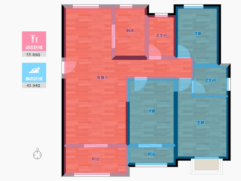 山西省-运城市-华源豪庭-88.04-户型库-动静分区