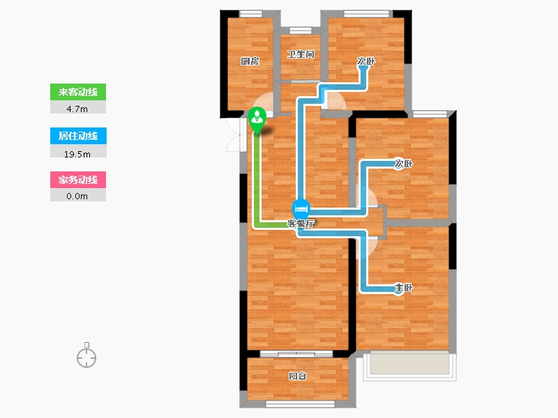 安徽省-宿州市-万成哈佛玫瑰园-84.34-户型库-动静线