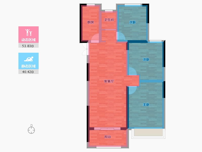 安徽省-宿州市-万成哈佛玫瑰园-84.34-户型库-动静分区