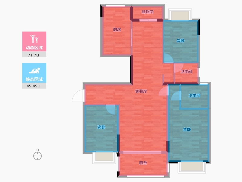 贵州省-遵义市-美的公园天下-105.62-户型库-动静分区