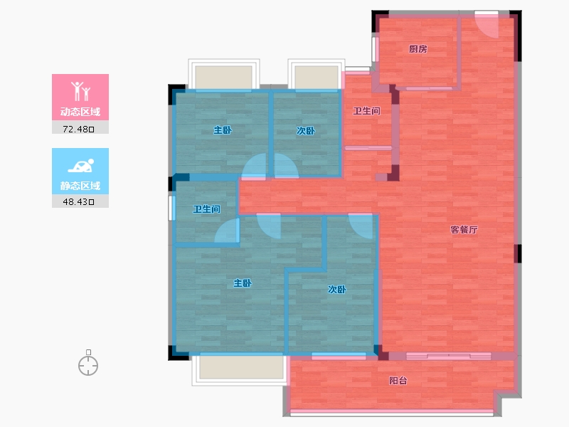 湖南省-长沙市-碧桂园滨江府-109.29-户型库-动静分区