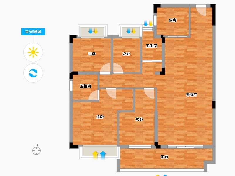 湖南省-长沙市-碧桂园滨江府-109.29-户型库-采光通风