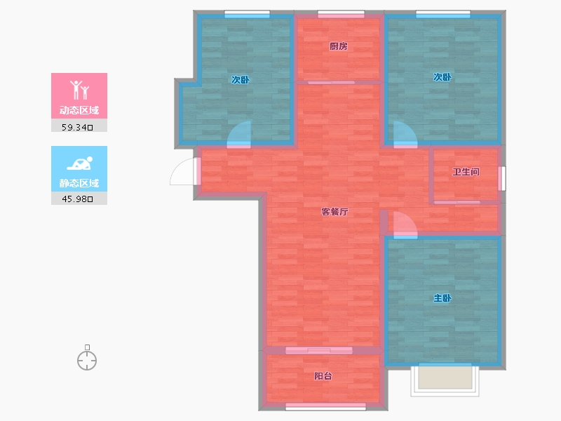 山东省-枣庄市-颐泽苑-94.30-户型库-动静分区