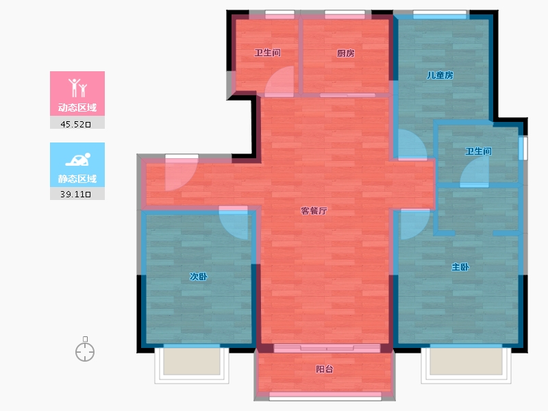 天津-天津市-皓景湾-75.37-户型库-动静分区