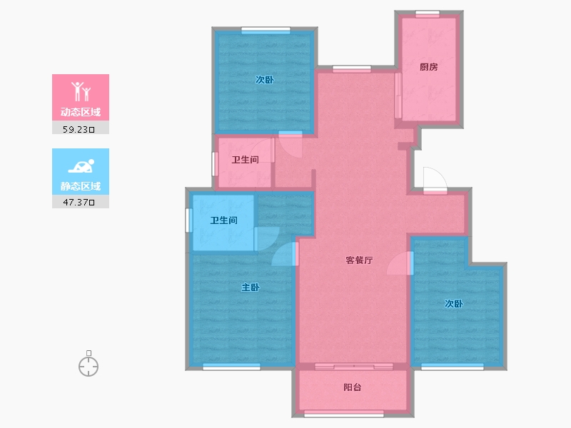 河北省-秦皇岛市-北戴河孔雀城-95.00-户型库-动静分区