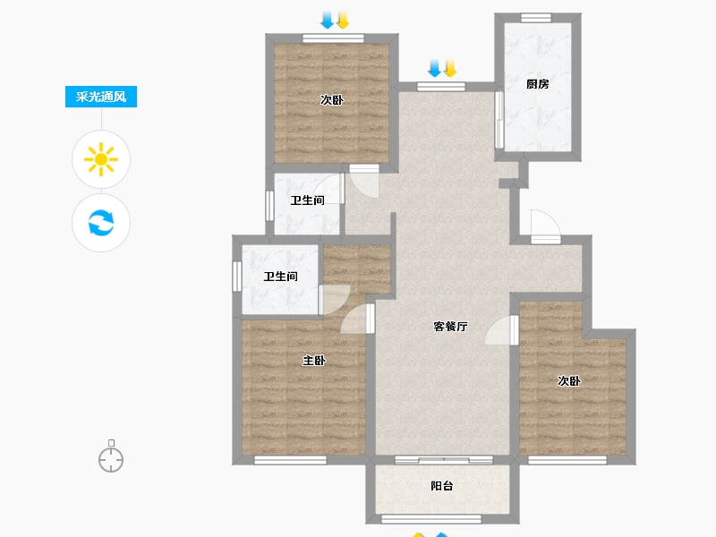 河北省-秦皇岛市-北戴河孔雀城-95.00-户型库-采光通风