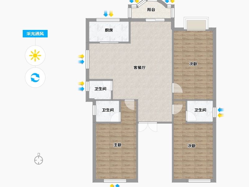 福建省-莆田市-涵江-105.78-户型库-采光通风