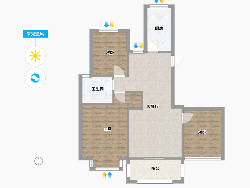 江苏省-苏州市-山湖湾-75.88-户型库-采光通风