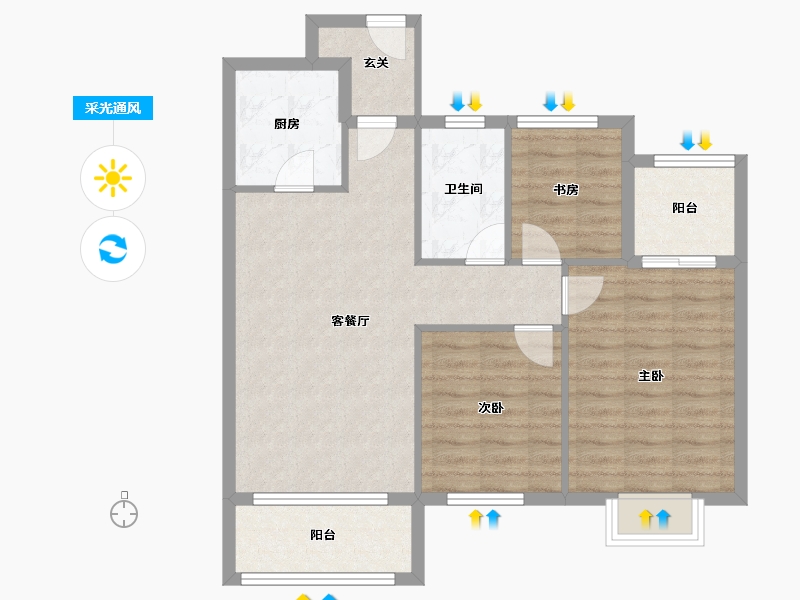 安徽省-合肥市-和昌中央城邦-80.00-户型库-采光通风