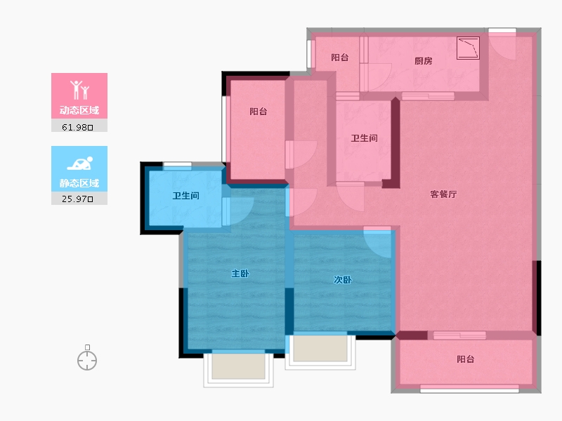 重庆-重庆市-巍泰世纪城-76.00-户型库-动静分区