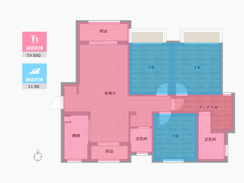 江苏省-无锡市-天渝骏园-79.56-户型库-动静分区