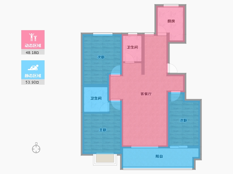 山东省-枣庄市-欧亚城-90.30-户型库-动静分区