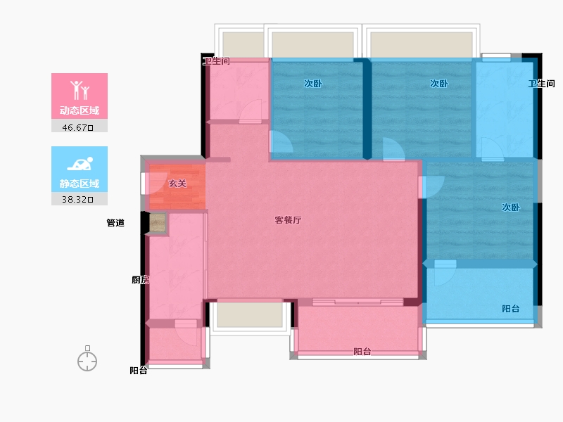 广东省-深圳市-仁恒公园世纪二期-75.99-户型库-动静分区