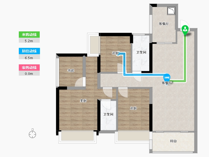 黑龙江省-鹤岗市-金众・麒麟公馆-86.23-户型库-动静线