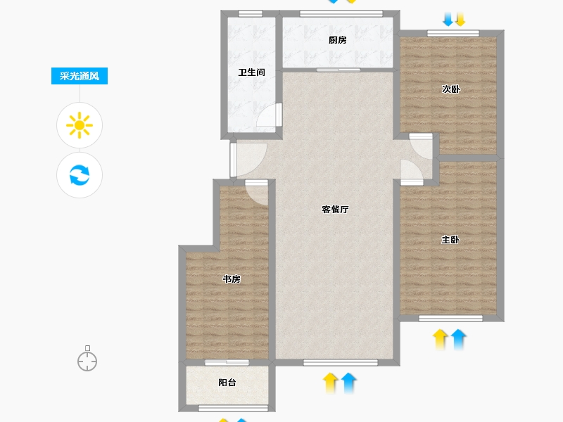 山东省-滨州市-恒基山庄-126.00-户型库-采光通风