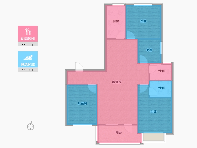 山东省-潍坊市-万特公馆-92.82-户型库-动静分区