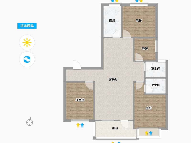 山东省-潍坊市-万特公馆-92.82-户型库-采光通风