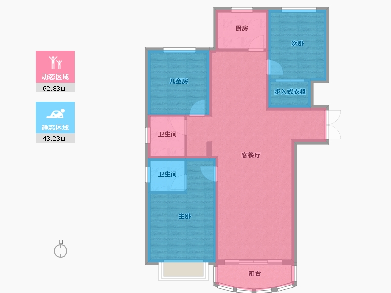 新疆维吾尔自治区-乌鲁木齐市-力鼎新城-95.42-户型库-动静分区