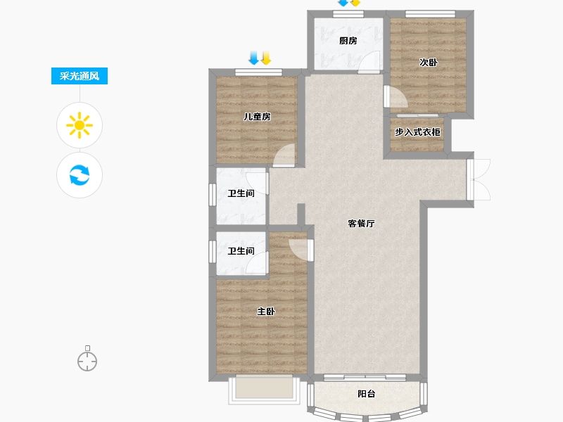 新疆维吾尔自治区-乌鲁木齐市-力鼎新城-95.42-户型库-采光通风