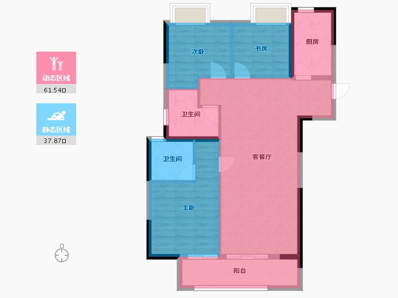 湖北省-武汉市-旭辉江悦府-90.00-户型库-动静分区