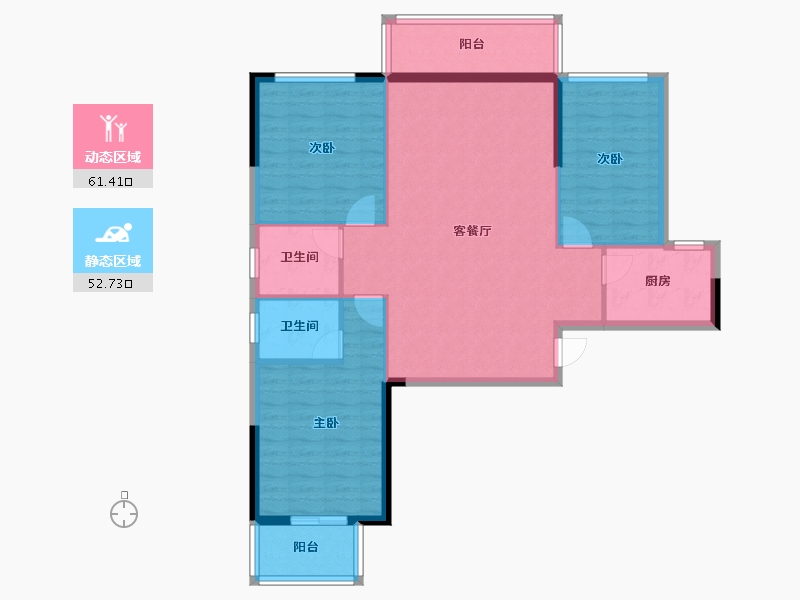 湖北省-咸宁市-鑫博桂苑-103.47-户型库-动静分区