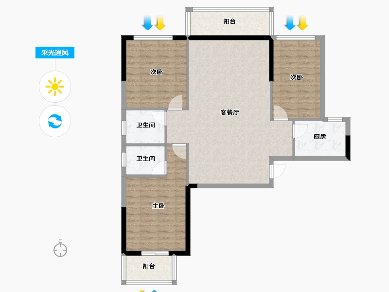 湖北省-咸宁市-鑫博桂苑-103.47-户型库-采光通风