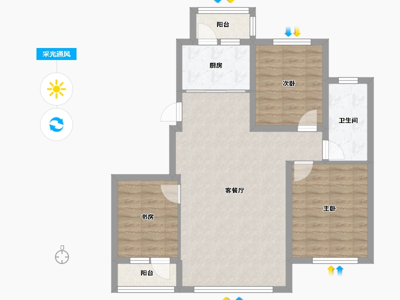 辽宁省-朝阳市-金泰中央公园-79.23-户型库-采光通风