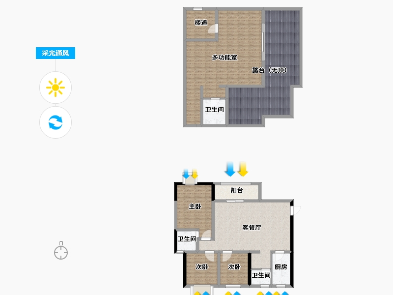 四川省-绵阳市-龙山景苑-165.56-户型库-采光通风