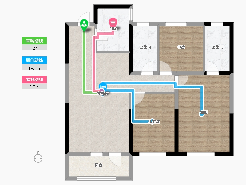 辽宁省-鞍山市-华润・幸福里-90.37-户型库-动静线