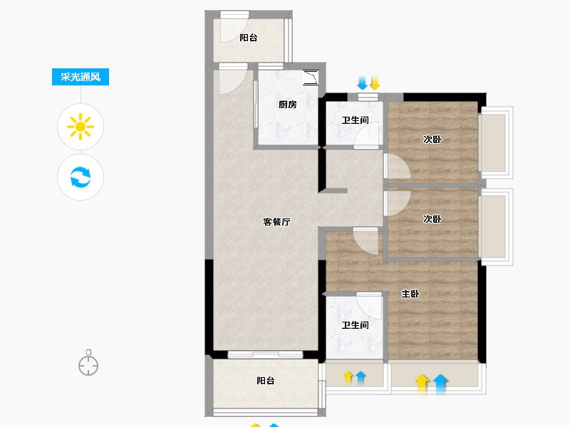 广东省-广州市-富力悦禧城-74.03-户型库-采光通风