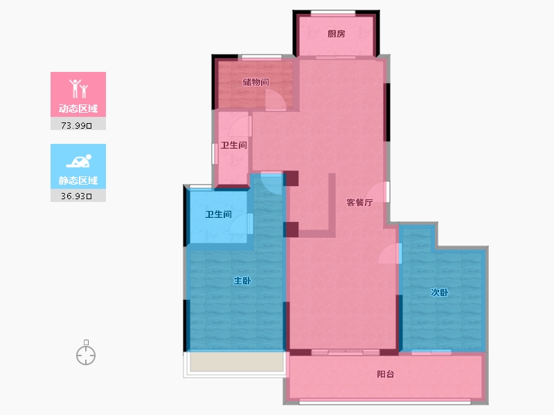 浙江省-杭州市-世贸钱塘天誉-98.24-户型库-动静分区