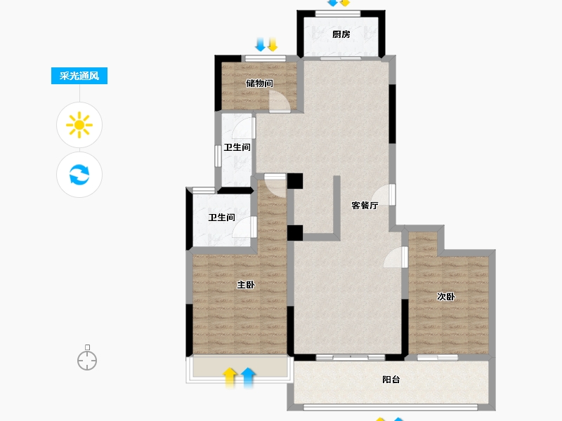 浙江省-杭州市-世贸钱塘天誉-98.24-户型库-采光通风